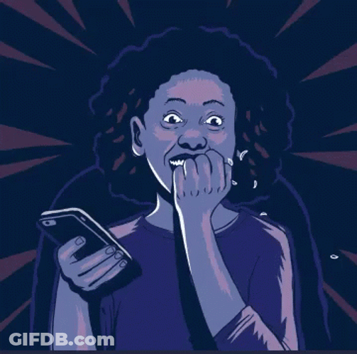 Girl Nail Biting Holding Phone GIF