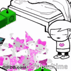 Girl Next To Bed It's Squidd's Bedtime GIF
