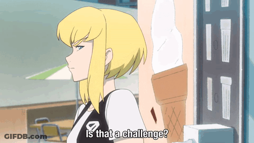 Girl Next To Ice Cream Cone Saying Is That A Challenge GIF