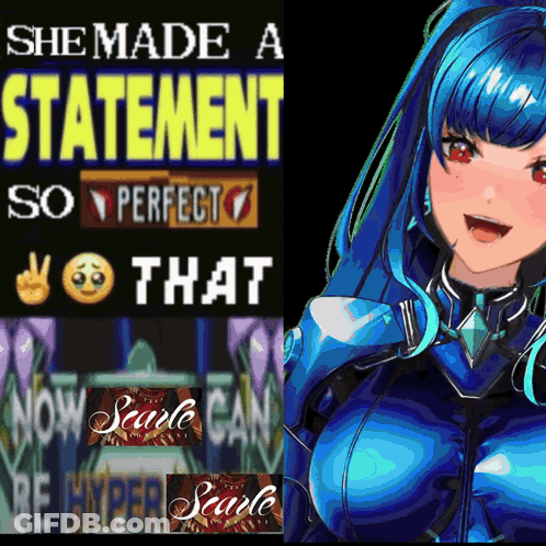 Girl Next To Statement Sign GIF