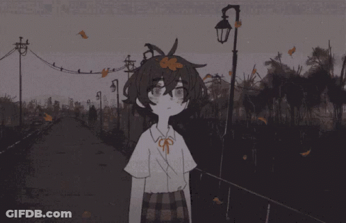 Girl Next To Street Light GIF