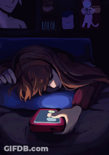 Girl On Bed Looking At Phone Lolol GIF