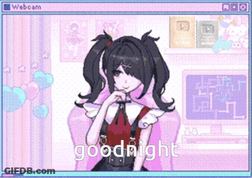 Girl On Computer Screen Saying Goodnight GIF