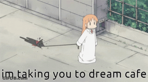 Girl On Leash Saying Im Taking You To Dream Cafe GIF