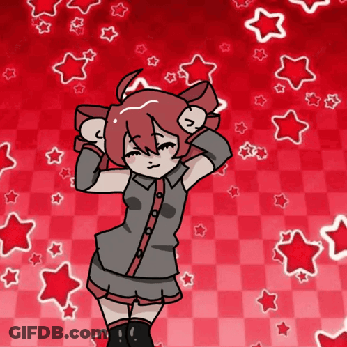 Girl On Red Checkered Background GIF
