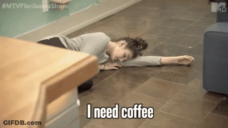 Girl On The Floor Need Coffee GIF