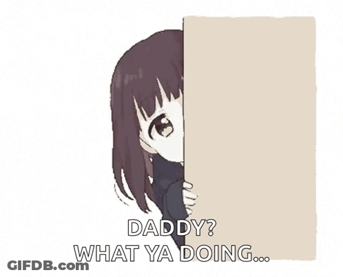 Girl Peeking Behind Wall Daddy What Ya Doing GIF