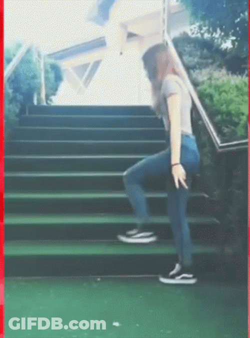 Girl Pimp Walk In Stairs GIF