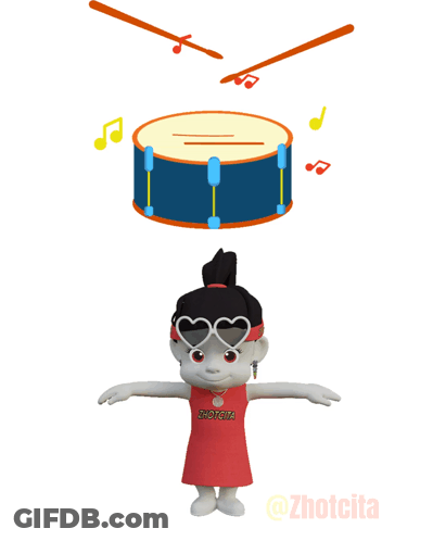 Girl Playing Drum Zhoucita GIF