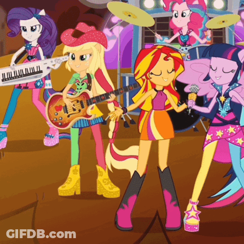 Girl Playing Keyboard And Guitar GIF