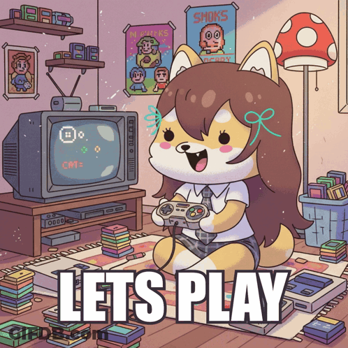 Girl Playing Video Game Lets Play GIF