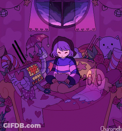 Girl Playing Video Game Pixel Art GIF
