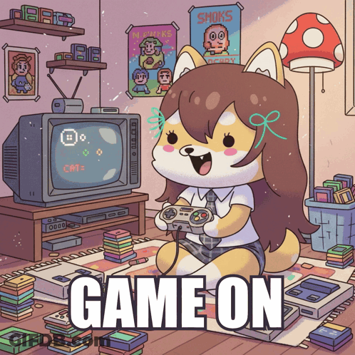 Girl Playing Video Game With Game On GIF