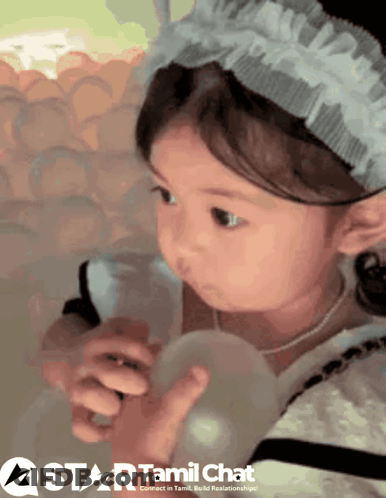 Girl Playing With Balloon And Star Logo GIF