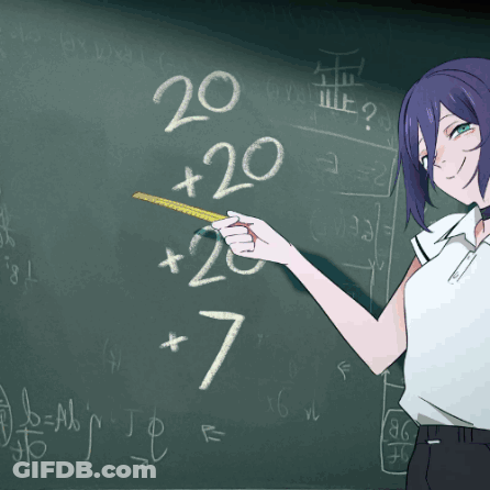 Girl Pointing At Chalkboard With Number 20 GIF