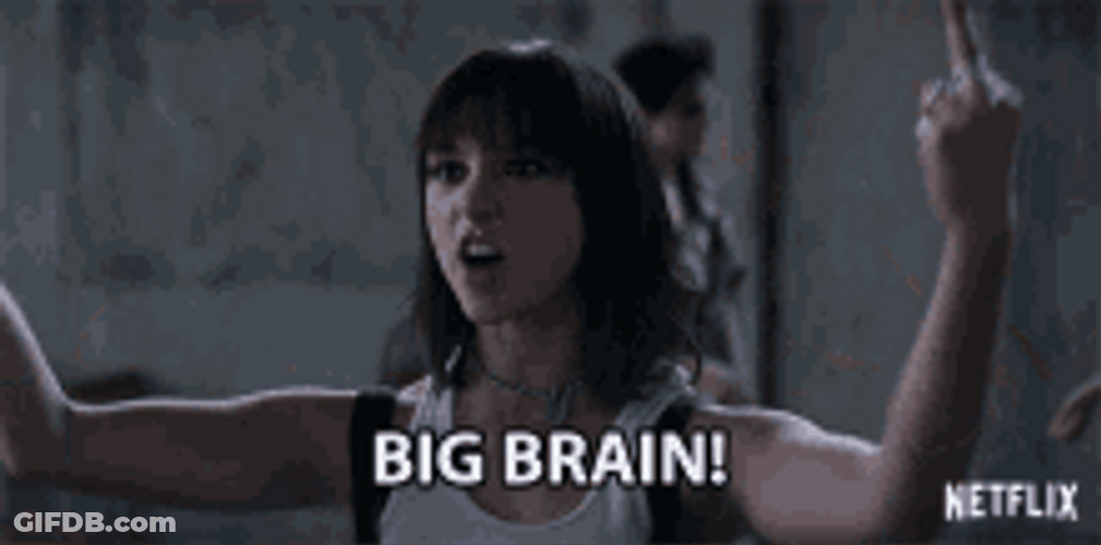 Girl Pointing Head Big Brain GIF