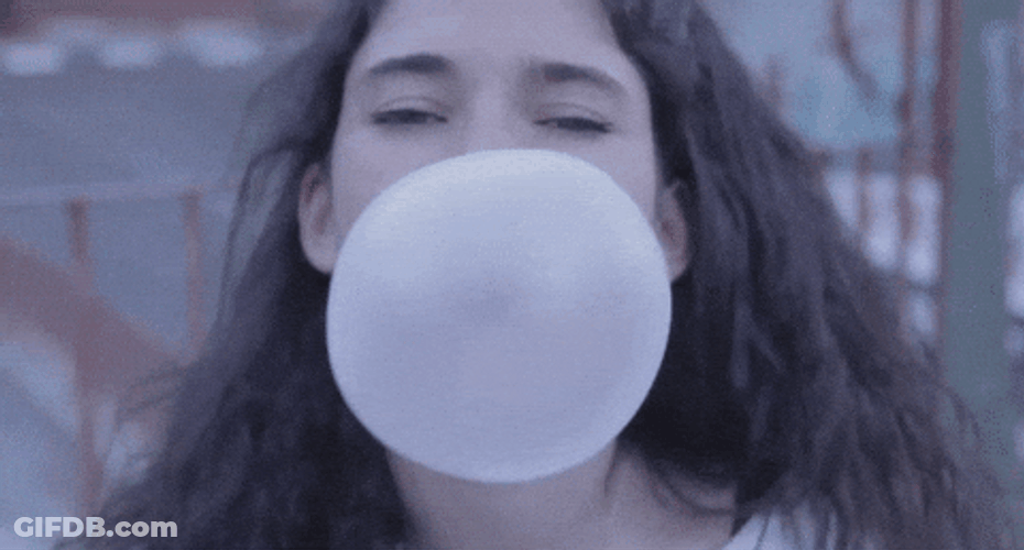 Girl Popping A Huge Bubble Gum GIF
