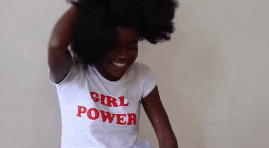 Girl Power Happy Afro Lady White Tee GIF