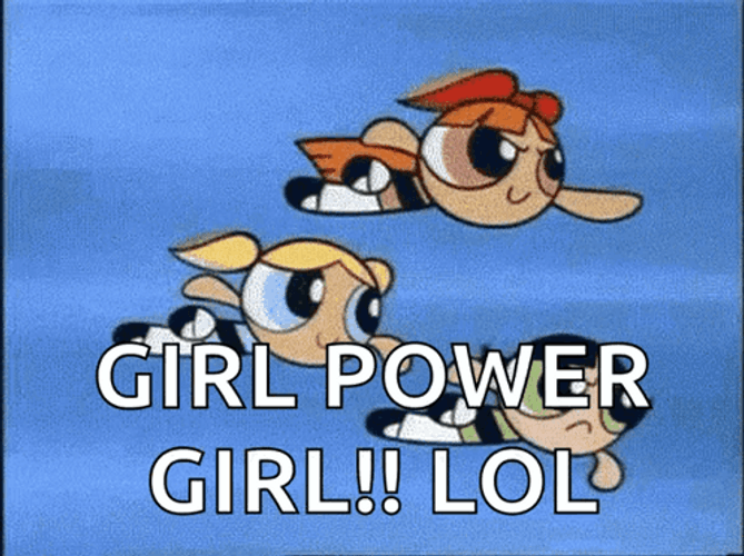 Girl Power Powerpuff Girls Flying GIF