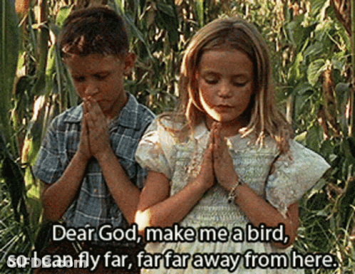 Girl Praying Dear God Make Me A Bird GIF