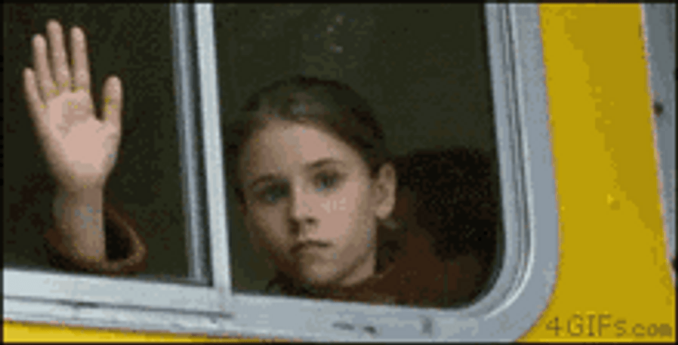 Girl Public Transportation Wave Goodbye Flipping Off GIF