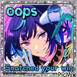 Girl Purple Blue Hair Oops Snatched Your Wig GIF