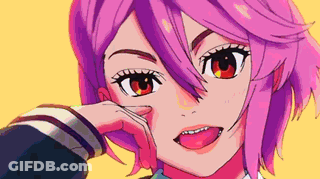 Girl Purple Hair Red Eyes Sticking Tongue Out GIF