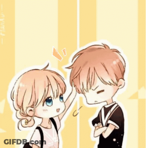 Girl Putting Hand On Boy's Forehead GIF
