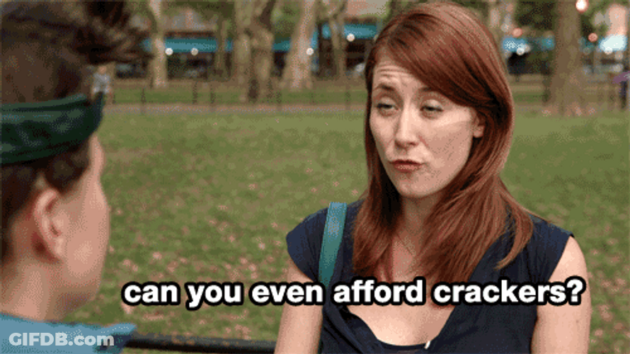 Girl Questions About Affording Crackers GIF