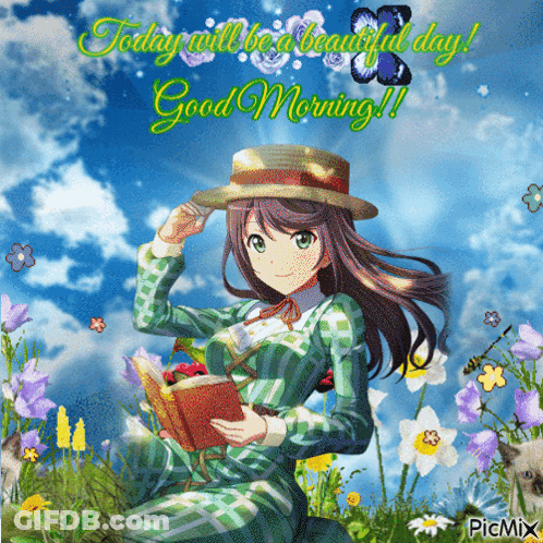 Girl Reading A Book Today Will Be A Beautiful Day GIF