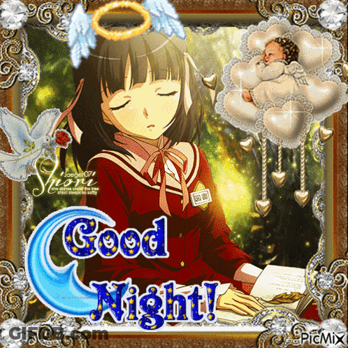 Girl Reading Book Saying Good Night GIF