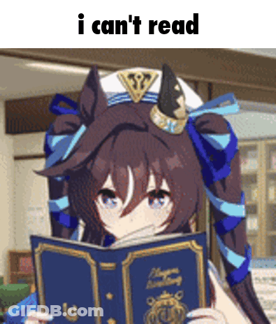 Girl Reading Book Saying I Can't Read GIF