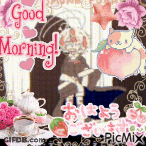 Girl Reading Book With Good Morning GIF