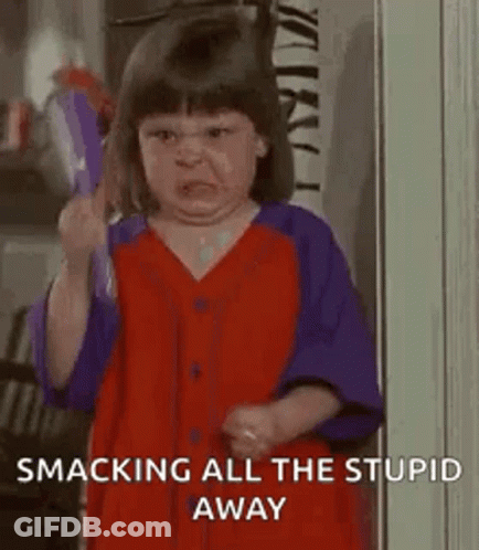 Girl Red Purple Dress Funny Face Scissors GIF