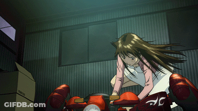 Girl Riding Red Motorcycle With D GIF