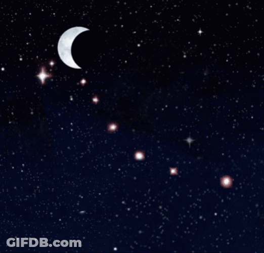 Girl Riding Rocket At Night GIF