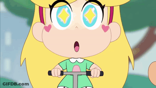 Girl Riding Scooter With Hearts On Face GIF