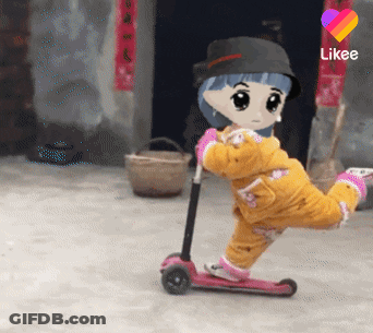 Girl Riding Scooter With Like Button GIF
