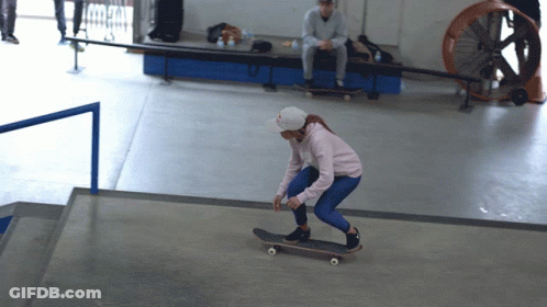 Girl Riding Skateboard On Ramp GIF