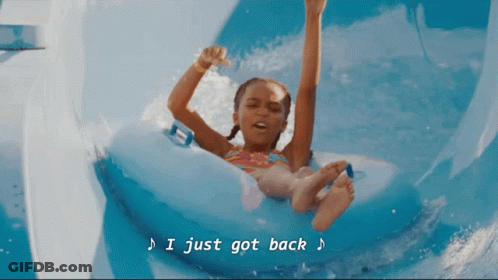Girl Riding Water Slide I Just Got Back GIF