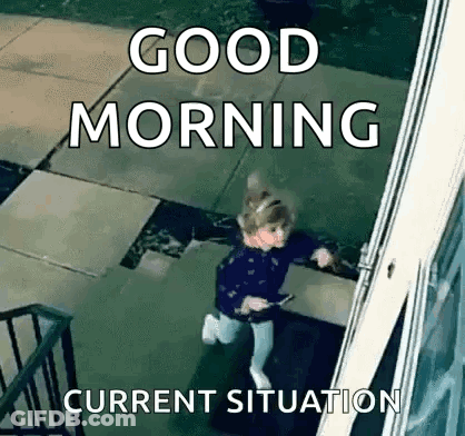 Girl Running Down Stairs Good Morning GIF