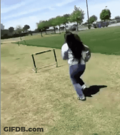 Girl Running Funny Falling GIF
