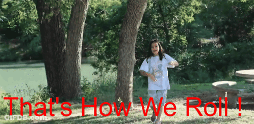Girl Running In Park That's How We Roll GIF