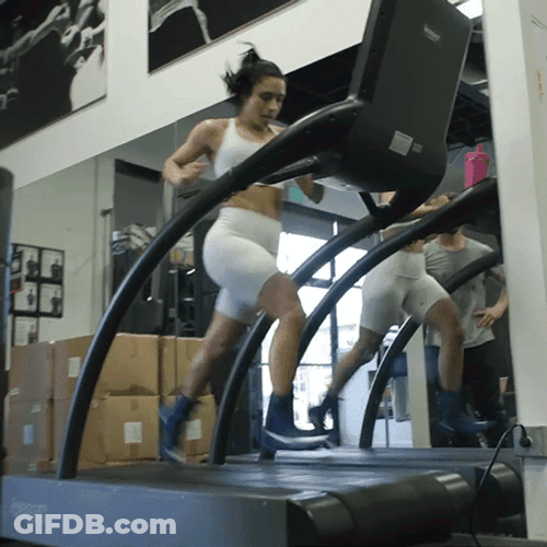 Girl Running On Treadmill GIF