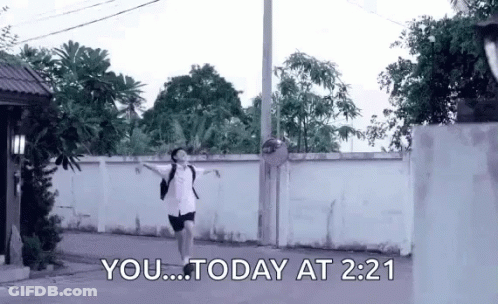 Girl Running Street Saying You Today 2:21 GIF