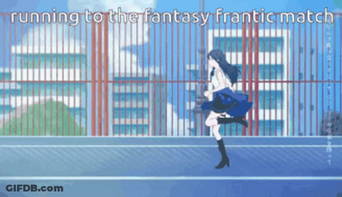 Girl Running To Fantasy Match GIF