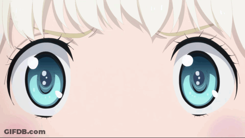 Girl's Blue Eyes And White Hair GIF