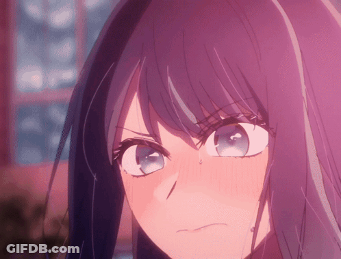 Girl's Face Close Up Purple Background GIF