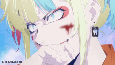 Girl's Face Close Up With Red Spot GIF