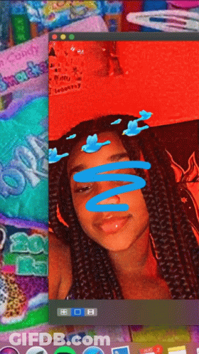 Girl's Face On Computer Screen GIF